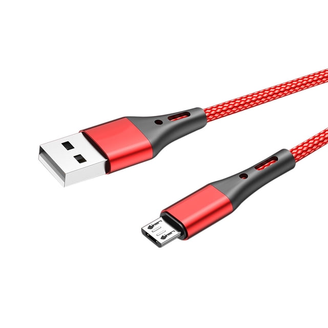 Sidaley Cable de carga de 1/2 metro, Cable Micro USB, cargador rápido, Cable de datos, Cable trenzado de nailon para teléfono móvil, Teléfono y Comunicación Rojo 1M