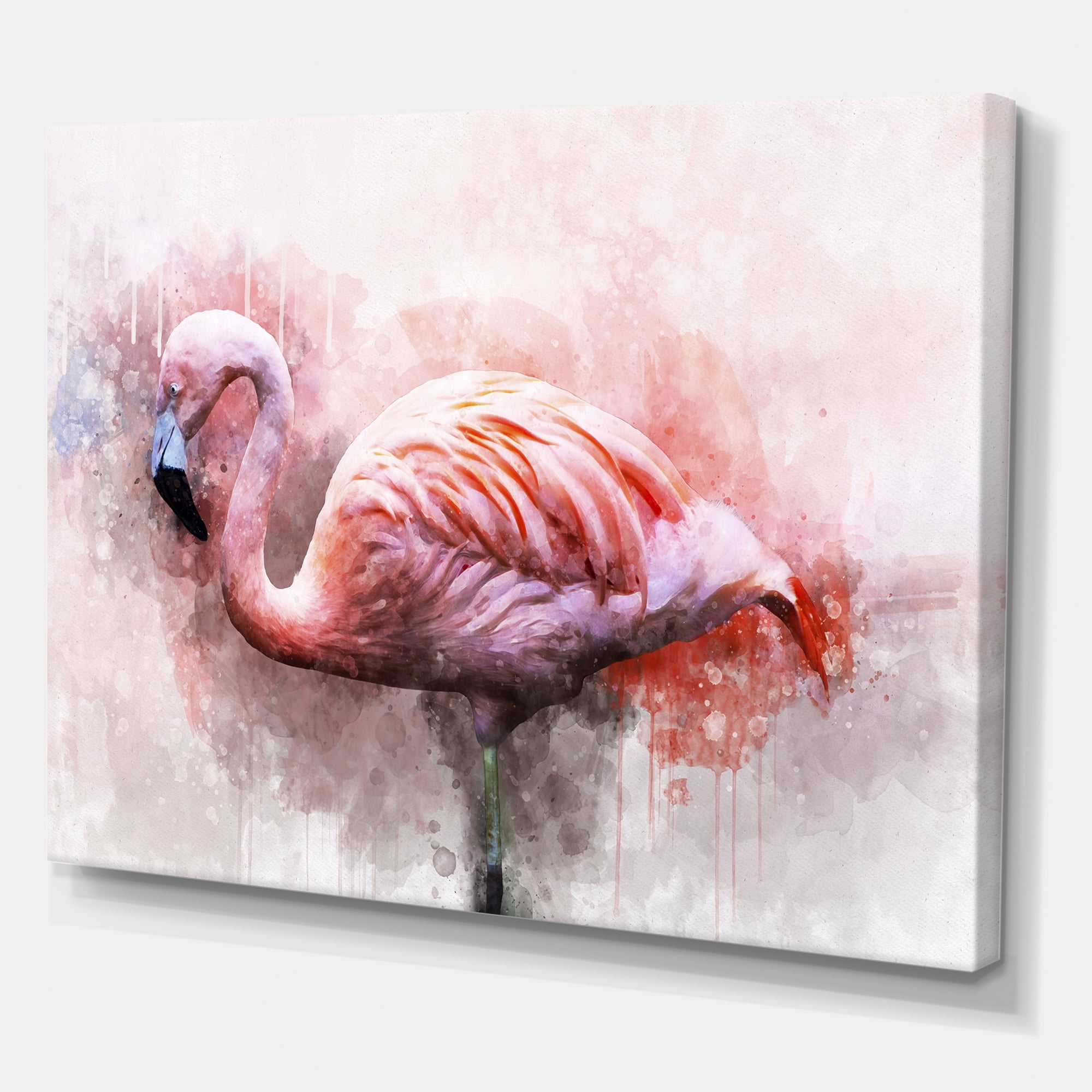 Rainbow Flamingo 1 Watercolor Canvas Wooden Wall Art