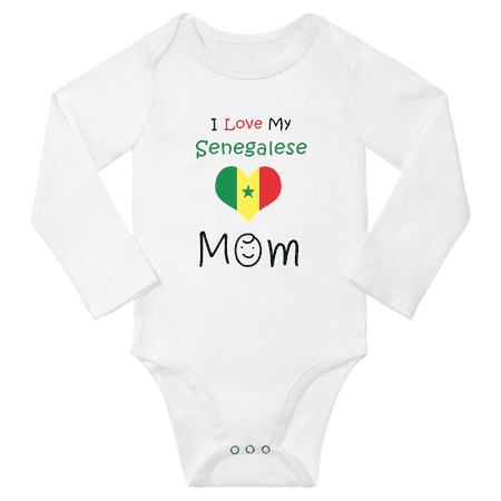 

I Love My Senegalese Mom Baby Long Slevve Bodysuits Unisex Gifts (White 6-12 Months)