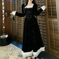 thumbnail image 6 of Njagoc3 Womens Long Sleeve Velvet Tie - Front Midi Dress, Formal Evening & Gothic Party Outfit, 6 of 6