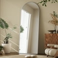 thumbnail image 2 of BEAUTYPEAK Arched 64.1"x21.1" Full Length Mirror Floor Mirror Sturdy MDF Mirror with Stand Full Body Mirror, Silver, 2 of 5