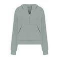 thumbnail image 3 of UJNDER Women's Zip Up Hoodies Solid Color Pullover Long Sleeve Casual Loose Fit Grey S, 3 of 4