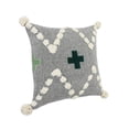 thumbnail image 3 of Laddha Home Designs Hand-Stitched Swiss Cross Cotton Throw Pillow Cover - 20" - Gray and Green, 3 of 8