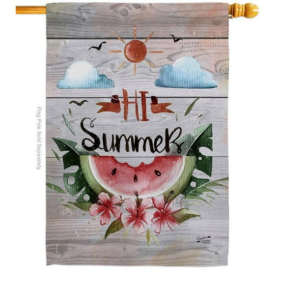 Angeleno Heritage H137017-BO Hi Summer Summertime Fun & Sun 28 x 40 in. Double-Sided Decorative Vertical House Flags for Decoration Banner Garden Yard Gift
