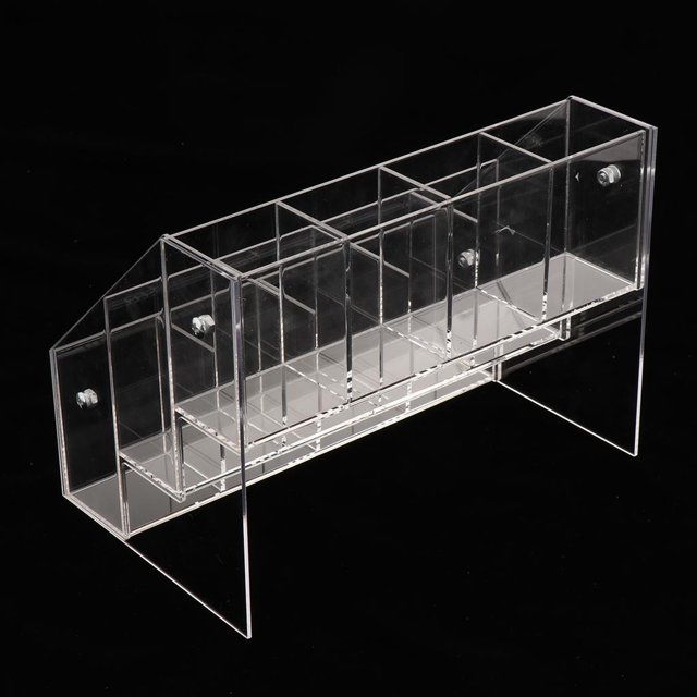 Soporte de de uñas acrílico Herramientas de maquillaje Soporte de exhibición Estante de exhibición Suministro de tienda 3 niveles Hugo Lápiz acrílico y portalápices
