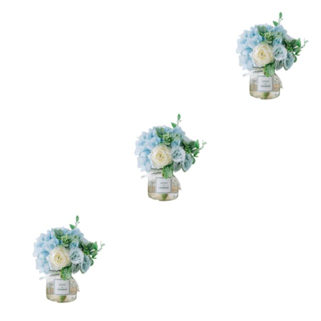 Transemion 2pcs Eco-friendly And Easy To Clean Silk Hydrangea Fake Flowers In Vase For Sustainable Styling Faux Flowers In Vase blue+white vase 3Set
