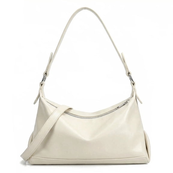 Shoulder Bag for Women, Trendy Crescent Hobo Clutch Tote Handbags Underarm Purse, Cute Crossbody Bags with Adjustable Strap, PU Leather, Beige