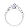 thumbnail image 6 of Art Deco Engagement Ring Blue Saphire Cubic Zirconia White Tone 925 Sterling Silver, Size 9, 6 of 7