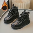 thumbnail image 2 of Girls Boots,Girls Sports Shoes Flat Thick Bottom PU Upper Comfortable Boots for Autumn Fashion Casual Wear,Toddler Boots,Z02 Black,9.5-10 Years, 2 of 9
