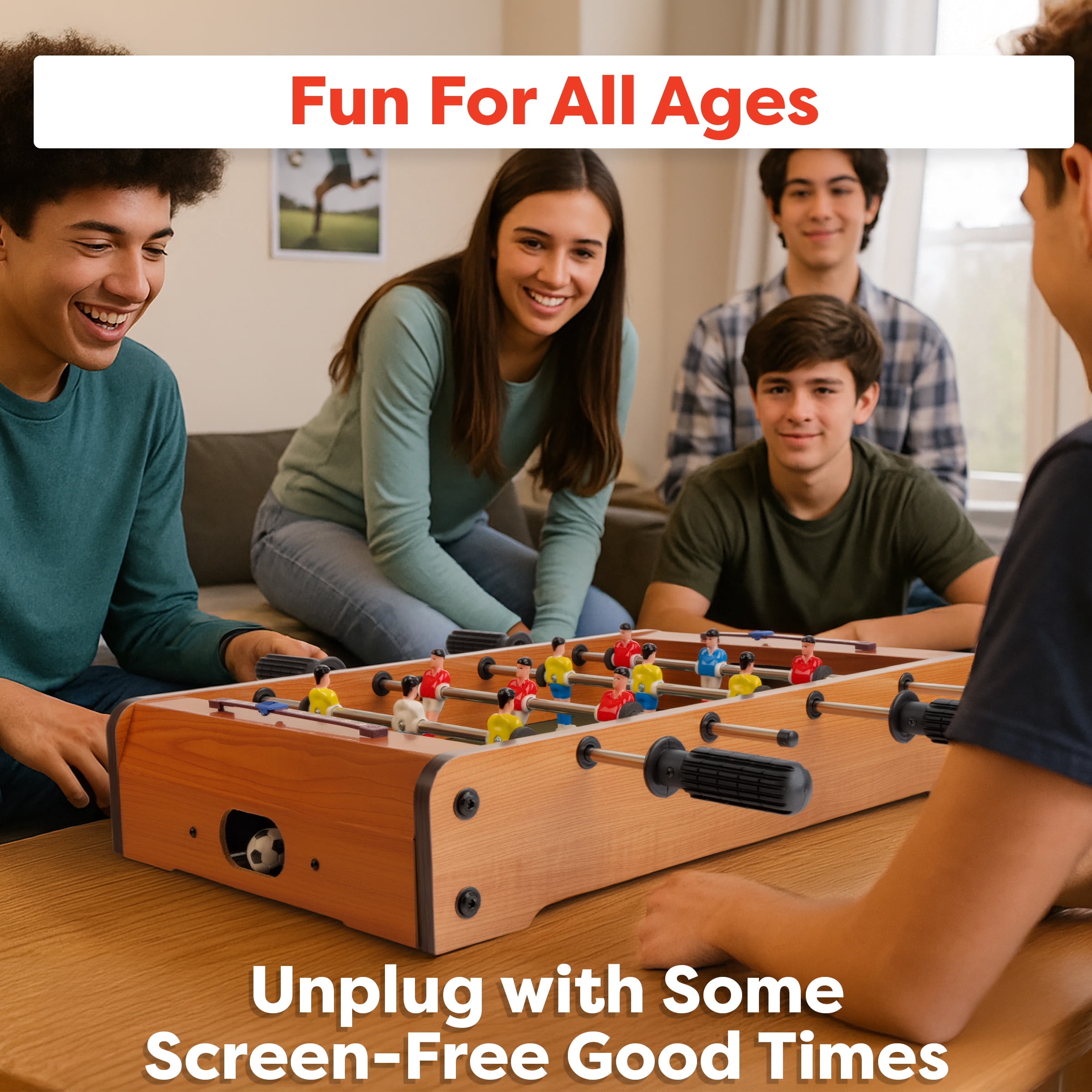 Hey Play 20-Inch Mini Foosball Table - Includes 2 Balls and Score Keeper