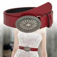 thumbnail image 3 of Cinturón de piel sintética para mujer, cinturón de lujo con hebilla ajustable a presión, cinturón para mujer Rojo, 3 of 9