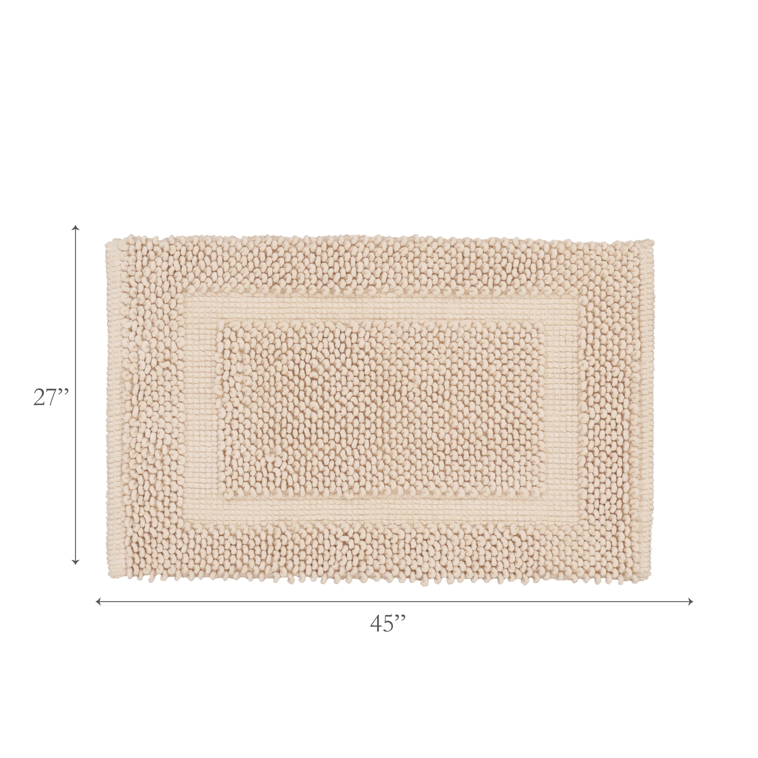 Jean Pierre New York Sophie Border 100% Cotton Bath Mat - Non-Slip Bath Rug - Ivory - 27" x 45"