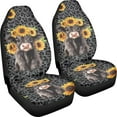 thumbnail image 3 of Binienty Leopard Highland Cow Automobile Seat Cover, Universal Seat Covers for Front Seat Cushion Pad Mat Vehicle Accessories Elastic Polyester Car Seat Protector Covers, 2 Pack, 3 of 7