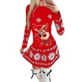 thumbnail image 1 of TheFound Women's Dress, Christmas Style Pattern Round Neck Long Sleeve Dress, 1 of 2