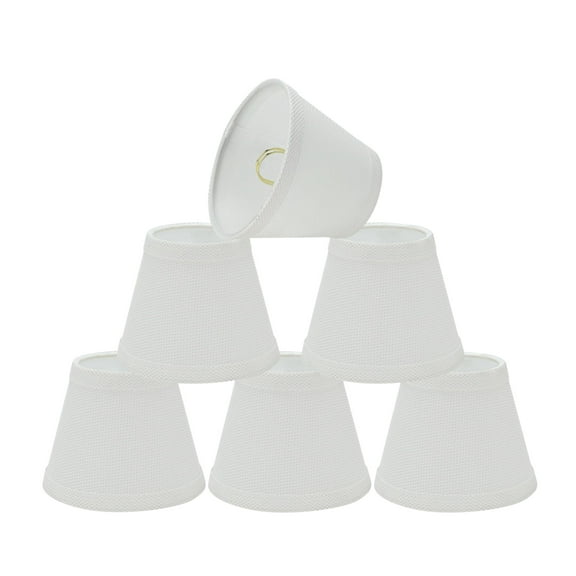 Aspen Creative 32066-6 Small Hardback Empire Shape Chandelier Clip-On Lamp Shade Set (6 Pack), Transitional Design in White, 5" bottom width (3" x 5" x 4")
