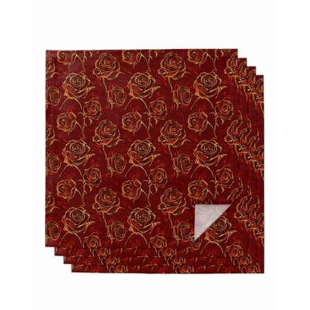 

Red Yellow Roses Cloth Napkins Set of 4 Christmas Red Xmas Botanical Washable Reusable Dinner Cocktail Napkin for Kitchen Party Wedding Banquet Holiday Baby Shower Table Decor