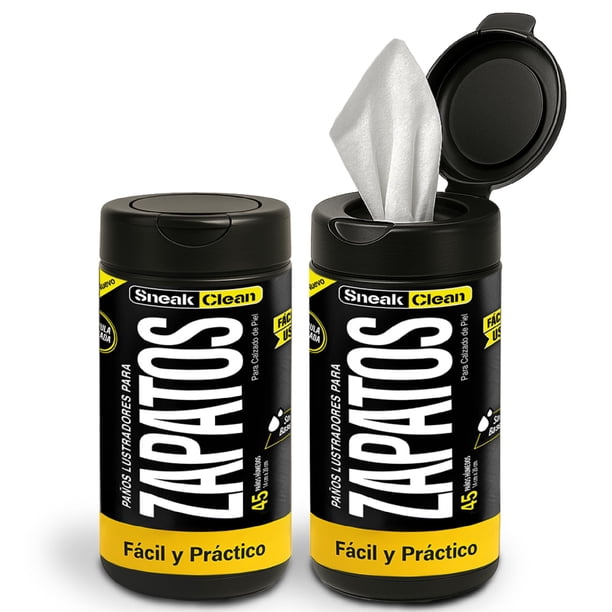 SNEAK CLEAN Paquete de Limpiadores de Zapatos, Toallitas Húmedas, Fórmula de Limpieza Profunda, Textura de Malla para Mejor Remoción de Suciedad, Protección y Cuidado para Zapatos, Brillo Duradero