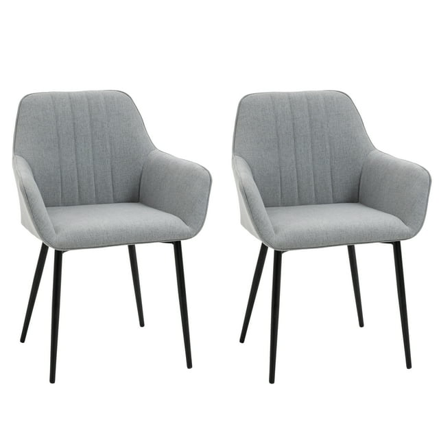 HOMCOM Dining Chairs Set of 2, Upholstered Accent Chairs with Metal Legs