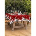 thumbnail image 2 of Outdoor Tablecloth with Umbrella Hole and Zipper, Red Christmas Rectangle Table Cloth 60x84 Inch Waterproof Tablecloth, Winter Snowman Pine Tree Deer Snowflakes Picnic Table Cover for Patio Camping, 2 of 7