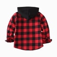 thumbnail image 4 of TOWED22 Boys Plaid Flannel Shirts Unisex Kids Long Sleeve Casual Button Down Shirt with Hood,Red,3-6 M, 4 of 8