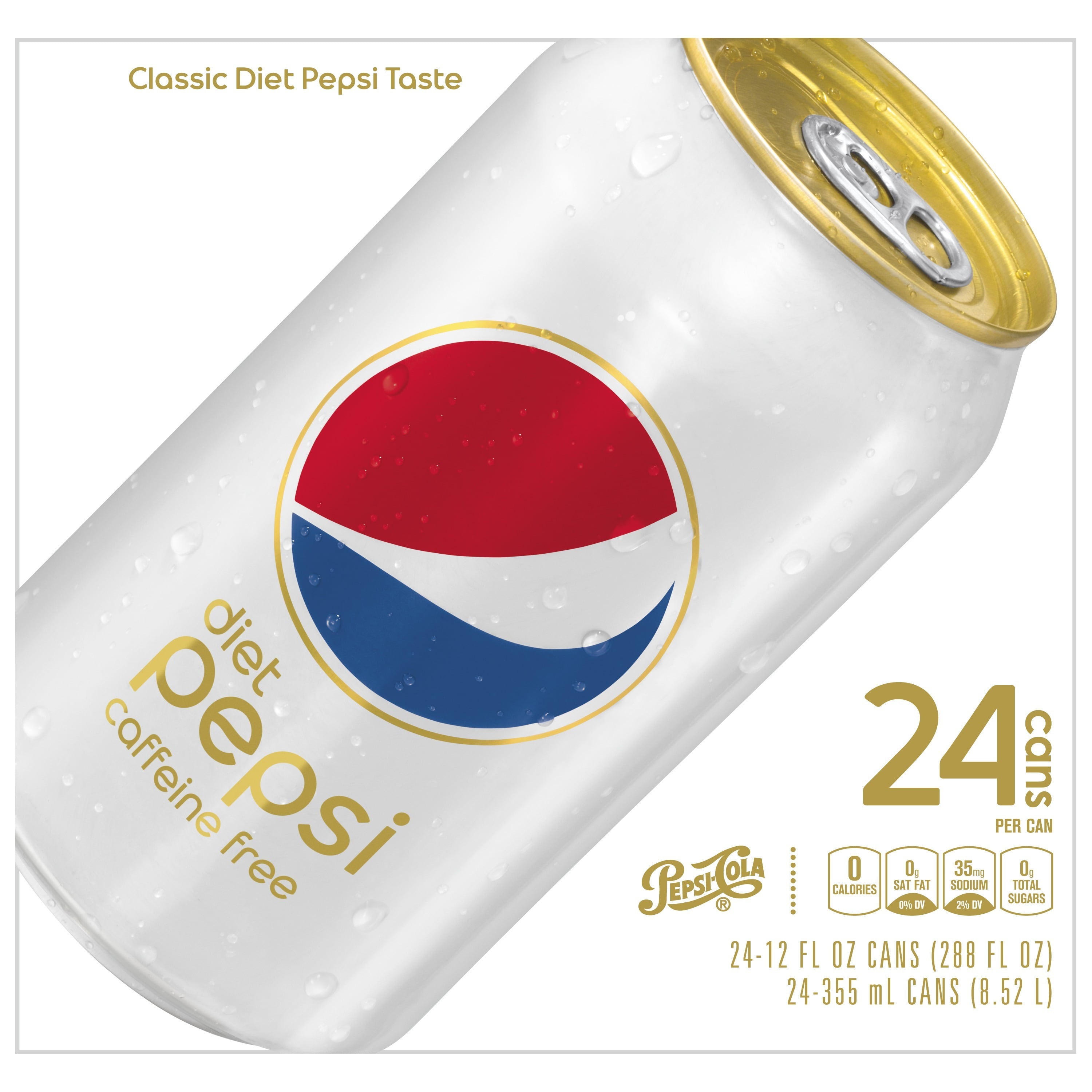 Diet Pepsi Caffeine-Free Original Cola Soda Pop, 12 fl oz (24 Cans)