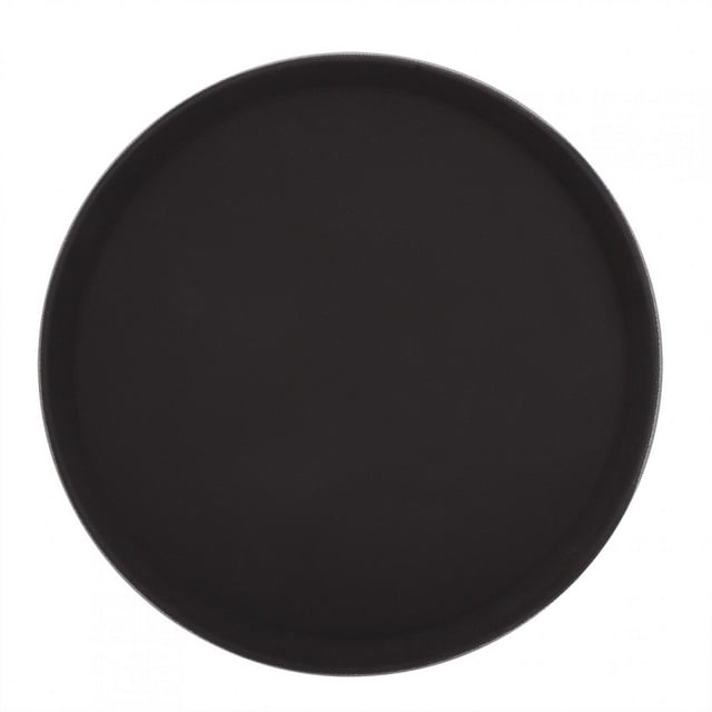 Bandeja redonda de plástico para servir té, frutas, dulces y comida, color negro (28 cm)