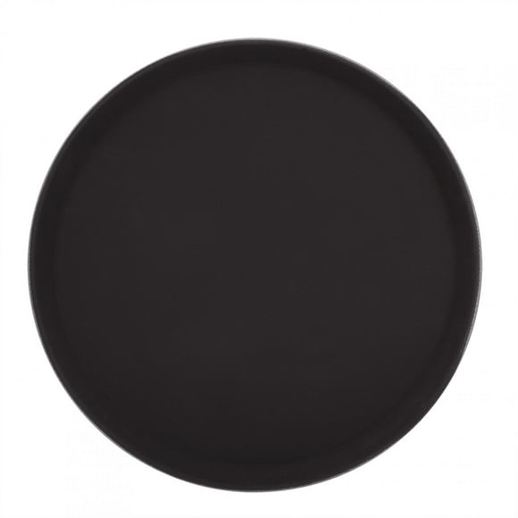 Bandeja redonda de plástico para servir té, frutas, dulces y comida, color negro (28 cm)