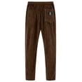 thumbnail image 4 of Domuza Men Corduroy Pants Drawstring Elastic Waist Casual Trousers Straight Wide Leg Baggy Sweatpants with Pockets Coffee L, 4 of 4