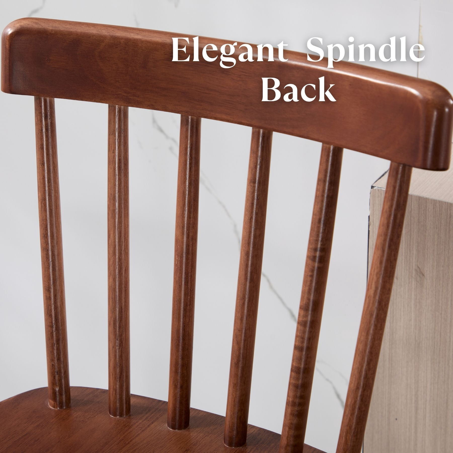 Dayalane Windsor Bar Stools Set of 2, 26" Farmhouse Wooden Counter Height Barstools with Spindle Back & Footrest, Armless Kitchen Island Stools for Bistro, Pub, Breakfast Bar,Walnut