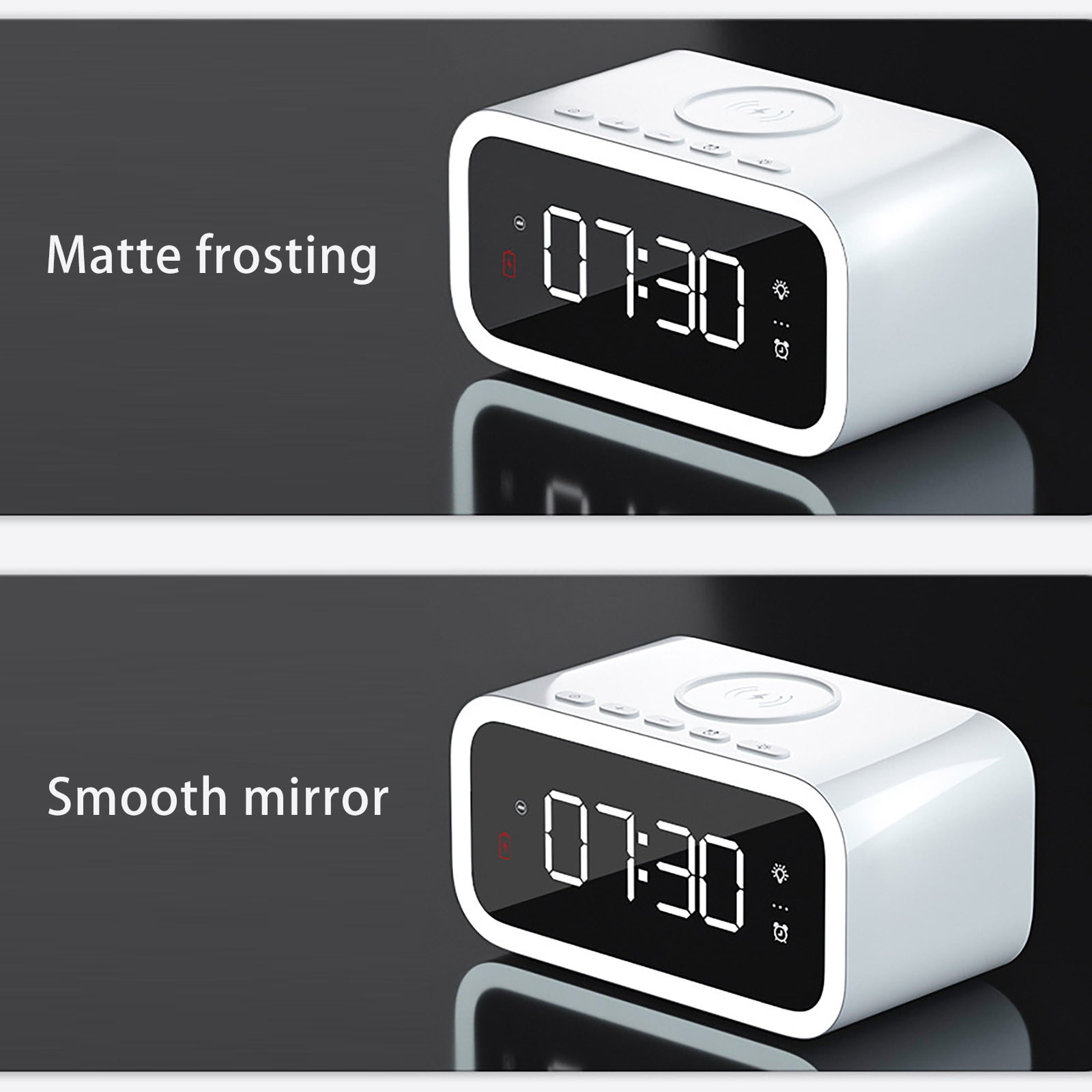 Wireless Charger Alarm Clock Bedside Night Light 15W Fast Charging Smart Digital Display 3 Alarm Settings USB Output Adjustable Brightness for Bedroom Desk Compatible with Qi Phones 1 Pack