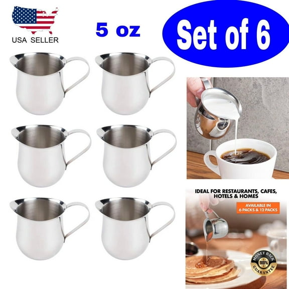 Set of 6 Stainless Steel Bell Creamer 5 oz Coffee Cream Pitchers 150 ml