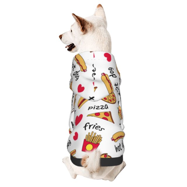 Fotbe Fast Food Sudadera con Estampado para Perros Pequeños – Suéter con Capucha para Mascotas, Tela Suave de Forro Polar con Bolsillo-X-Small
