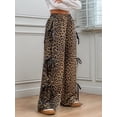 thumbnail image 4 of Women'S Baggy Sweatpants Elastic Waist Casual Wide Leg Pants with Pocket Y2K Going Out Travel Pants Orange Leopard M, 4 of 9
