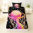 thumbnail image 3 of Castle Fairy Basketball Ice Cream Twin Sheets 3pcs, Sport Theme Graffiti Splash Bedding, Black Pink,1 Fitted Sheet, 1 Flat Sheet and 1 Pillowcase, 3 of 6