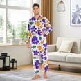 thumbnail image 3 of Adult Christmas Onesie Purple and Orange Floral Zipper One-Piece Pajamas Unisex with Pockets, 3 of 6