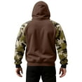thumbnail image 5 of Pullover Hoodie with Camouflage Print Sleeves Drawstring Hood Front Pouch Pocket Long Sleeve Casual Sweatshirt for Men Women Light Brown XL, 5 of 5