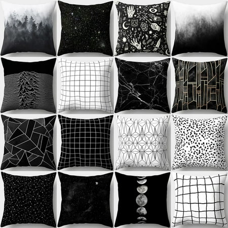 Moderna Black And White Geometric Throw Pillow Case Square Cushion