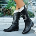 thumbnail image 6 of UngA Cowboys Boots for Women Mid Calf Cowgirl Boots Embroidery Stitched Western Boots Black,Size 6.5, 6 of 7