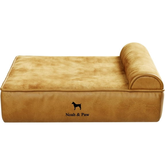 NOAH & PAW Small Dog Bed, 20x15x6.5 Inch, Cat Bed for Indoor Cats, Orthopedic Eggshell Memory Foam Infused with Cooling Gel, Waterproof, Machine Washable, Includes Inner Cover (Vegan Leather)