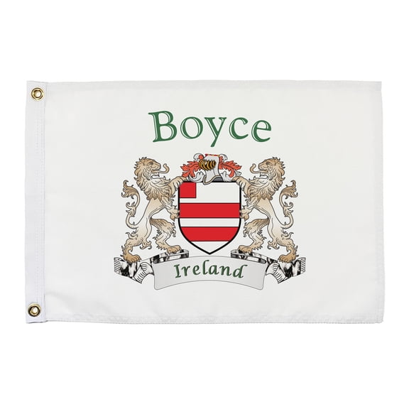 Boyce Irish Coat of Arms Small White Flag - 16"x10.5" inches