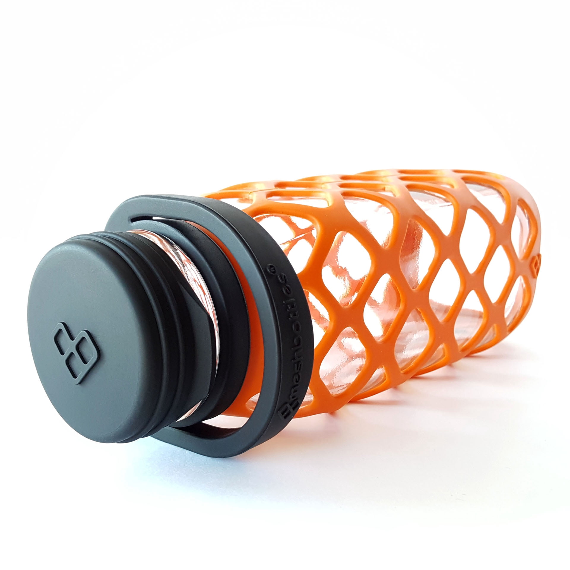 Meshbottle with Silicone Top - Burnt Orange - Plastic-free, BPA-free, Phthalate-free Glass Water Bottle - 16 oz