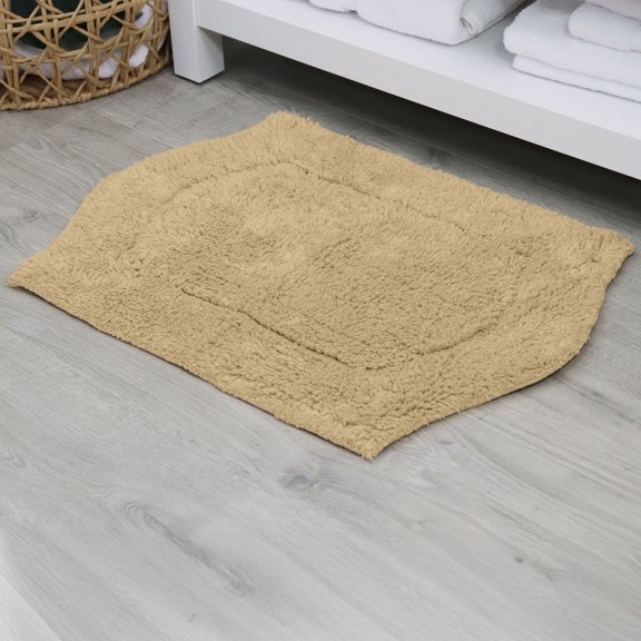 Home Weavers Waterford 100% Cotton Tufted Bath Rug, Soft & Absorbent, Non-Slip, Machine Washable Bathroom Rug, 24"x40" Rectangle, Linen
