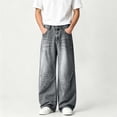 thumbnail image 4 of Ceisia Men's Baggy Wide-Leg Jeans with Washed and Faded Detail Yellow L Gifts for Father, 4 of 9