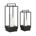 thumbnail image 5 of Kate and Laurel Brandt Modern Two-Piece Candle Holder Set, 7 x 7 x 19, Black, Transitional Wood and Metal Lantern Hurricane Candle Holders for Fireplace Mantel Display, 5 of 9