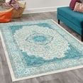 thumbnail image 2 of Vintage Decorative Rug, Oriental Design Curlicue Swirly Motives with Retro Details Victorian Art, Quality Carpet for Bedroom Dorm and Living Room, 6 Sizes, Sea Blue and Salmon, by Ambesonne, 2 of 4