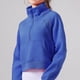 thumbnail image 2 of Sudaderas azules para mujer, jersey corto con media cremallera, cuello embudo, forro polar con cremallera, camisetas de manga larga con orificio para el pulgar, 2 of 6