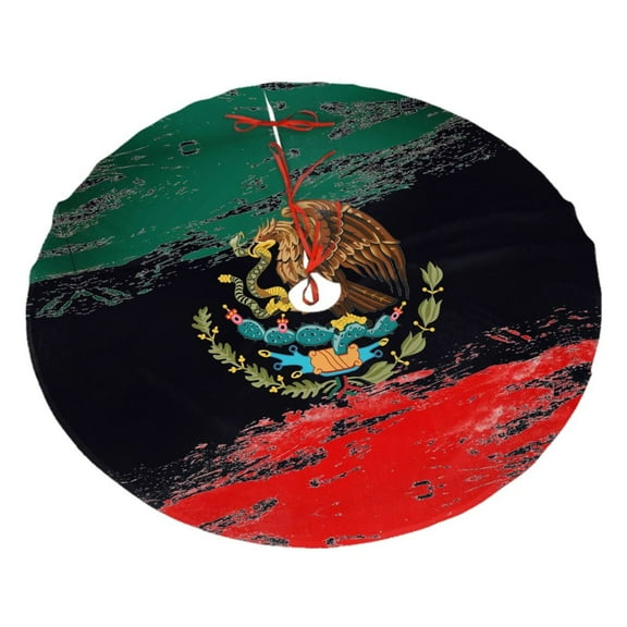 Mexican Flag Pattern Tree Skirt Christmas Printed Xmas Holiday Decorations Indoor Outdoor 48"