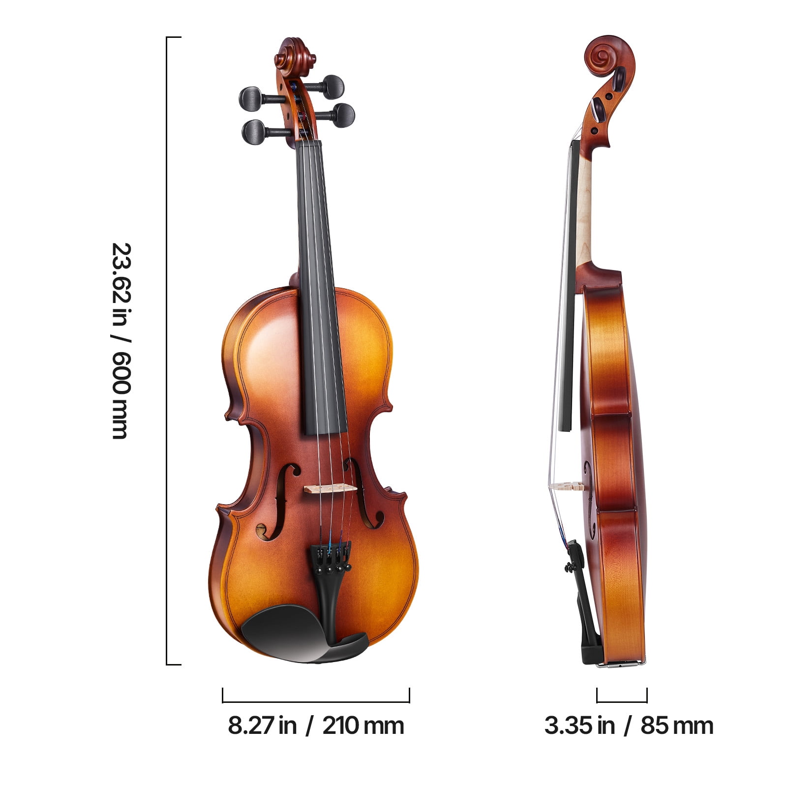 VEVOR Violin 3/4 Size for Adults, Violin Fiddle Set for Beginners with Hard Case, Rosin, Bow, Shoulder Rest, Bridge, Tuner and Extra Strings, Professional Musical Instruments for Student (Brown)