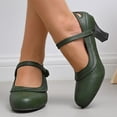 thumbnail image 6 of Hinvhai Women's Mary Jane High Heels Shoes Ladies Pointed Closed Toe Ankle Strap Dress Pumps Green 8.5(41), 6 of 9
