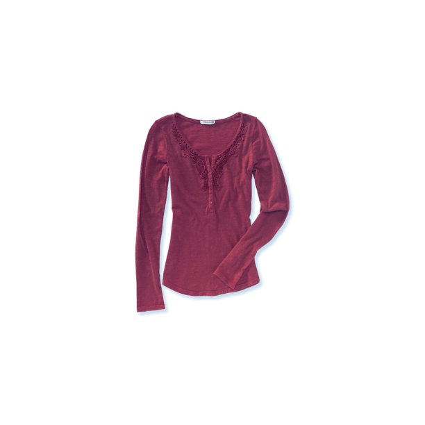 Aeropostale - Camiseta henley de encaje antiguo para mujer, color morado, XS